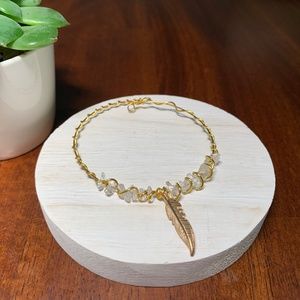 Clear Quartz, Artisan Crafted Feather Bracelet